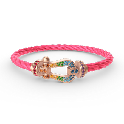 [Clover Jewels]FORCE LARGE HORSESHOE  COLORED DIAMOND BRACELET ROSE GOLD