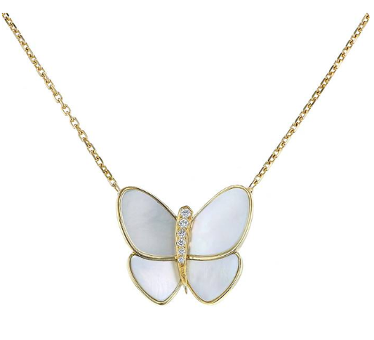 [Clover Jewels]BUTTERFLY GOLD MOP DIAMOND NECKLACE