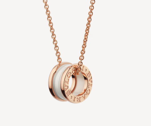 [Clover Jewels]ZERO 1 WHITE CERAMIC PINK GOLD NECKLACE