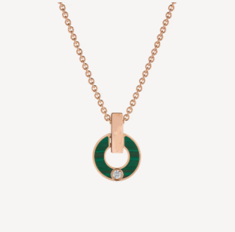 [Clover Jewels]GARI NECKLACE PINK GOLD MALACHITE