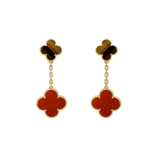 [Clover Jewels]CLOVER  2 MOTIF  TIGER EYE CARNELIAN EARRINGS