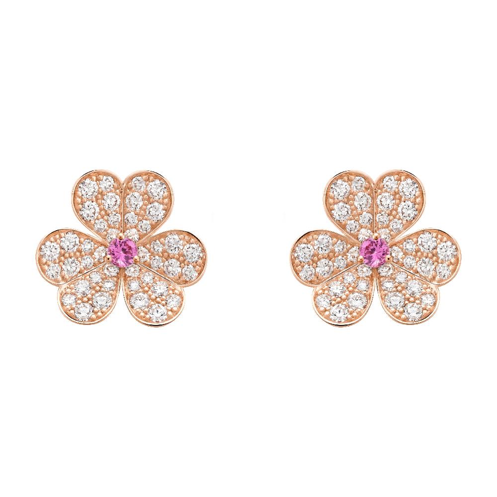 [Clover Jewels]FRIVOLE PINK GOLD FLOWER DIAMOND EARRINGS