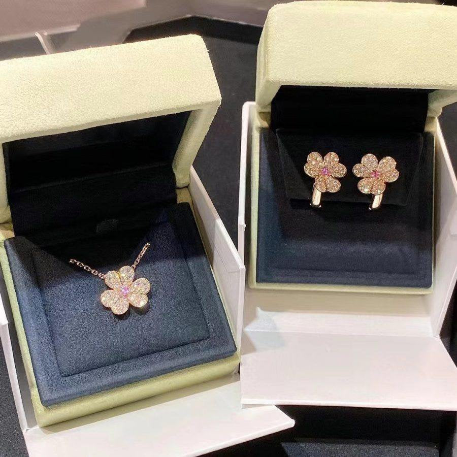 [Clover Jewels]FRIVOLE PINK GOLD FLOWER DIAMOND EARRINGS