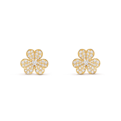 [Clover Jewels]FRIVOLE GOLD FLOWER DIAMOND EARRINGS