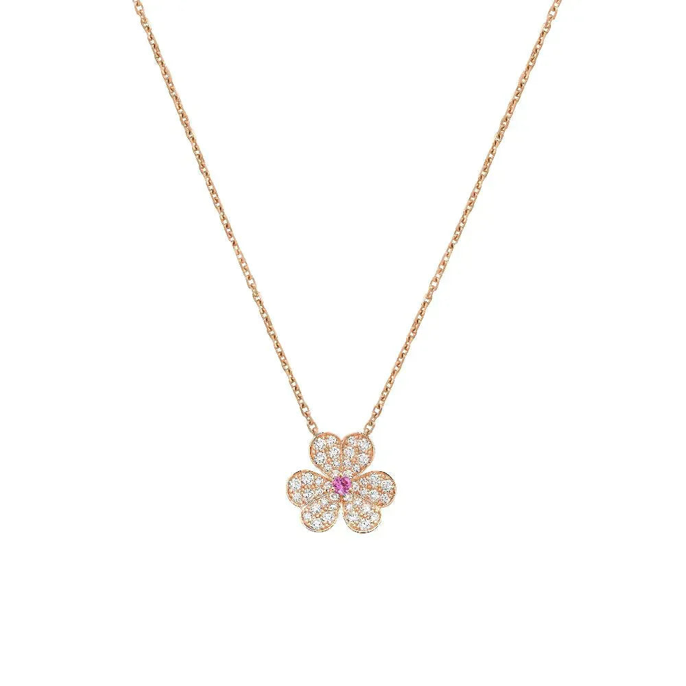 [Clover Jewels]FRIVOLE ROSE GOLD FLOWER DIAMOND NECKLACE