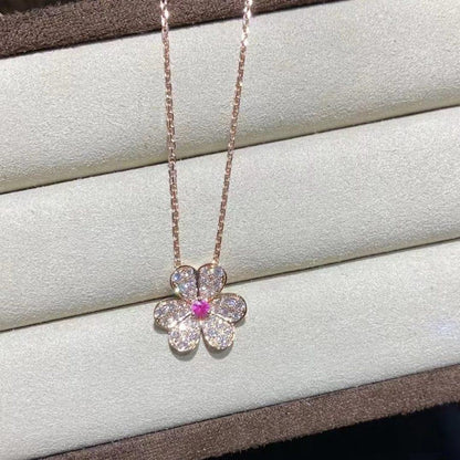 [Clover Jewels]FRIVOLE ROSE GOLD FLOWER DIAMOND NECKLACE