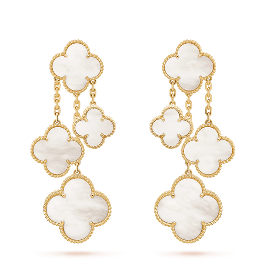 [Clover Jewels]CLOVER EARRINGS WHITE MOP 4 MOTIFS GOLD