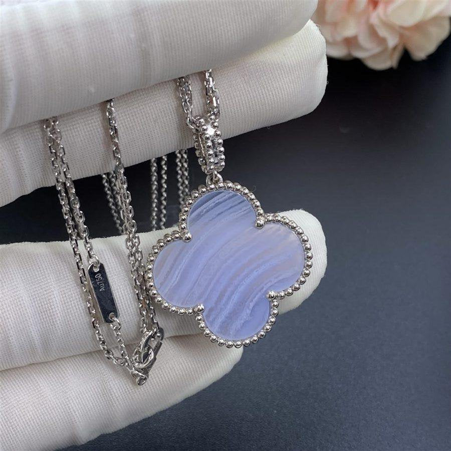 [Clover Jewels]CLOVER SILVER CHALCEDONY BIG CLOVER NECKLACE