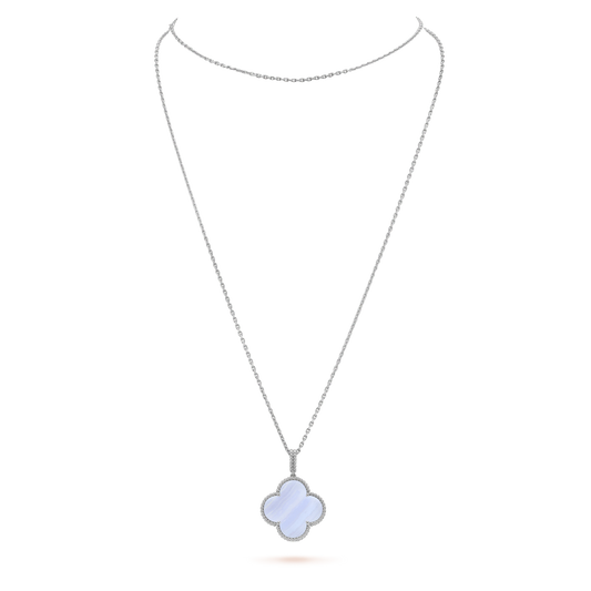 [Clover Jewels]CLOVER SILVER CHALCEDONY BIG CLOVER NECKLACE