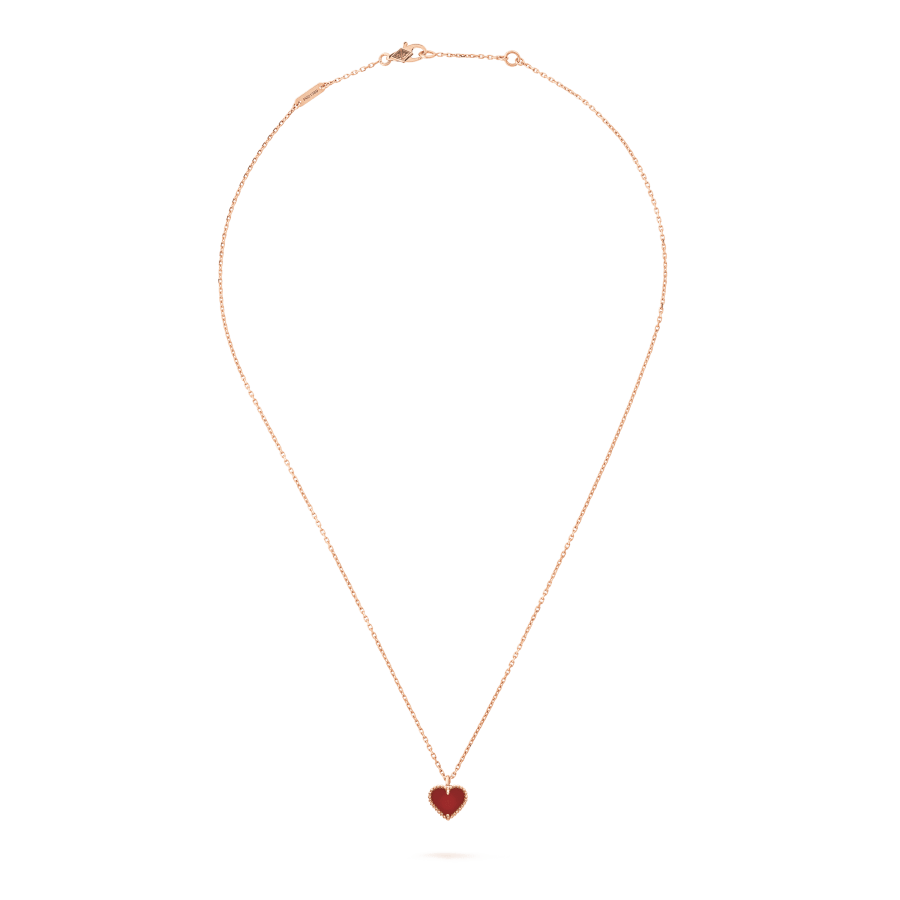 [Clover Jewels]SWEET CLOVER CARNELIAN HEART NECKLACE