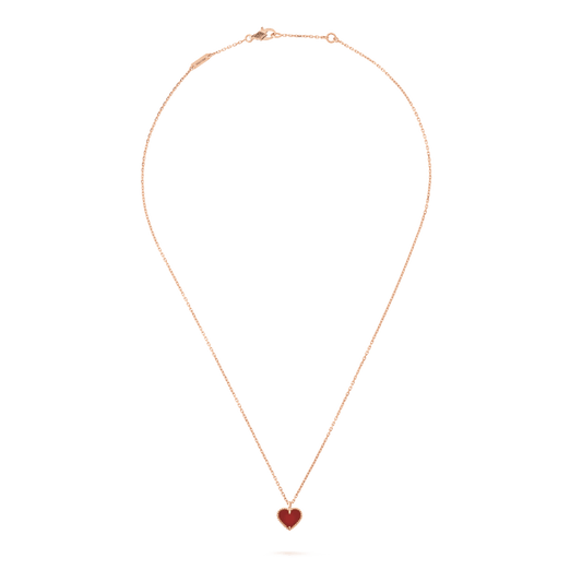 [Clover Jewels]SWEET CLOVER CARNELIAN HEART NECKLACE