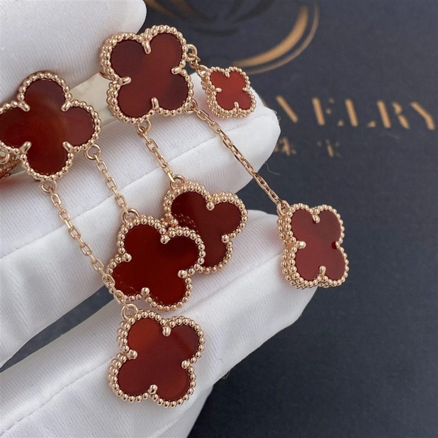 [Clover Jewels]CLOVER EARRINGS CARNELIAN 4 MOTIFS PINK GOLD