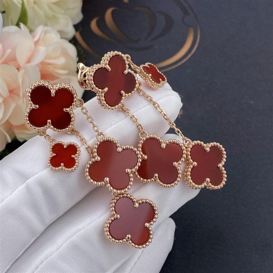 [Clover Jewels]CLOVER EARRINGS CARNELIAN 4 MOTIFS PINK GOLD