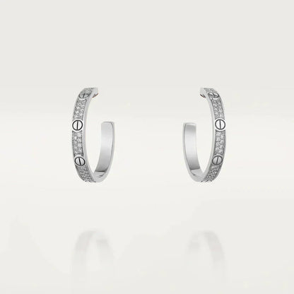 [Clover Jewels]LOVE DIAMOND SILVER HOOP EARRINGS