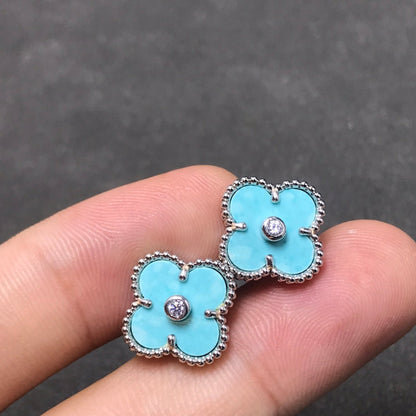 [Clover Jewels]CLOVER 1 DIAMOND BLUE SKY SILVER EARRINGS