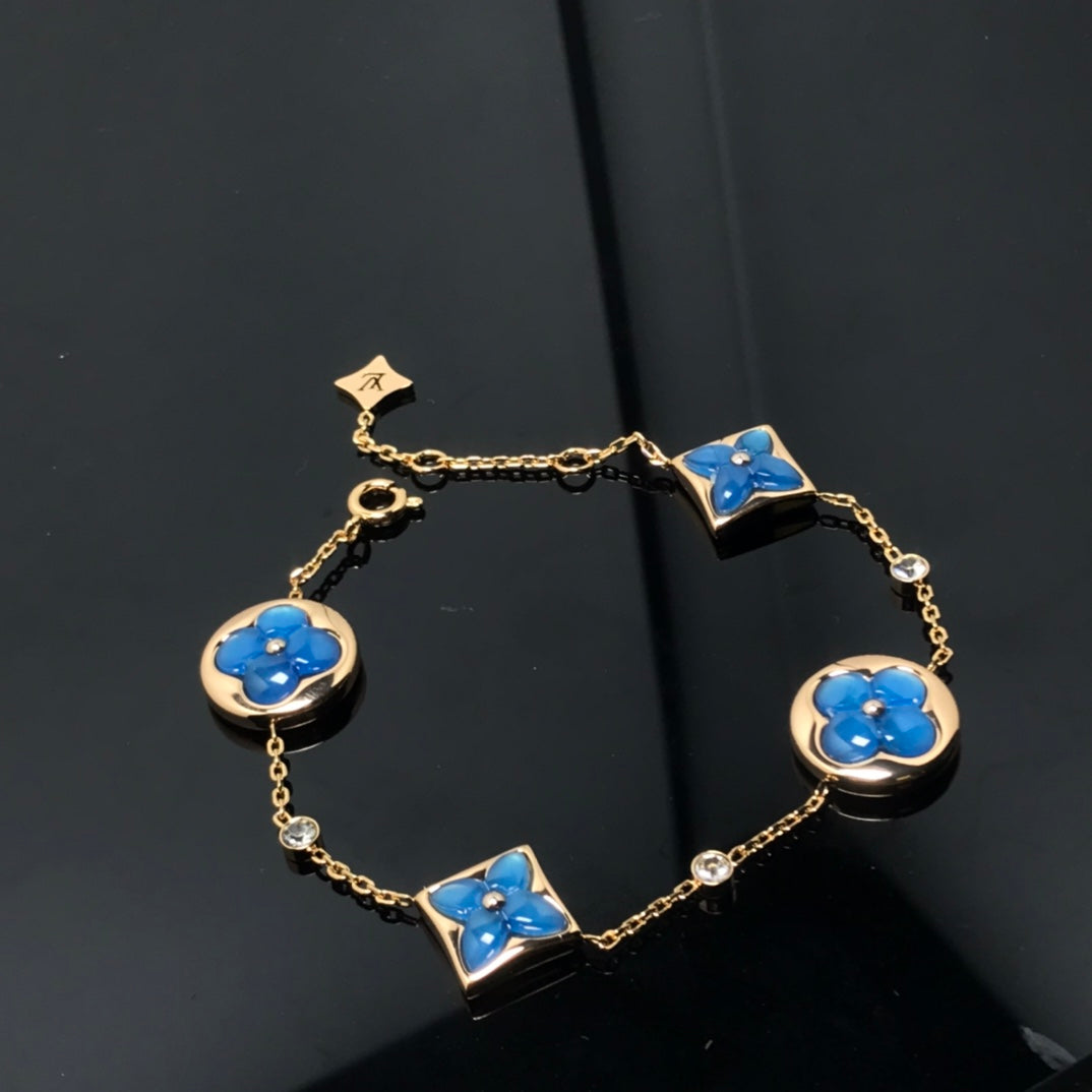 [Clover Jewels]STAR AND SUN 4 MOTIF BLUE BRACELET