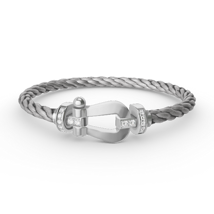 [Clover Jewels]FORCE LARGE HORSESHOE HALF DIAMOND BRACELET SILVER