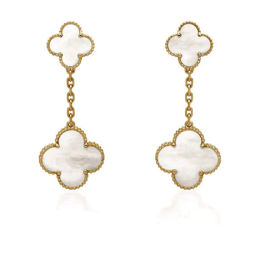 [Clover Jewels]CLOVER 2 MOTIF WHITE MOP EARRINGS